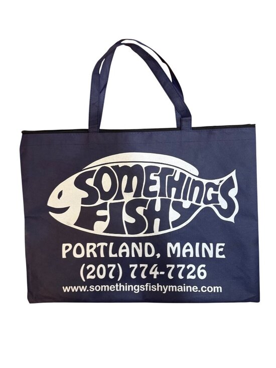 Something's Fishy Handbags - Coastal Portland Maine Large Zip Top Market Beach Tote Bag Something's Fishy